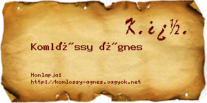 Komlóssy Ágnes névjegykártya