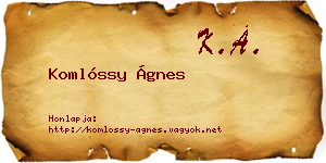Komlóssy Ágnes névjegykártya