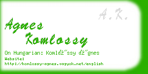 agnes komlossy business card